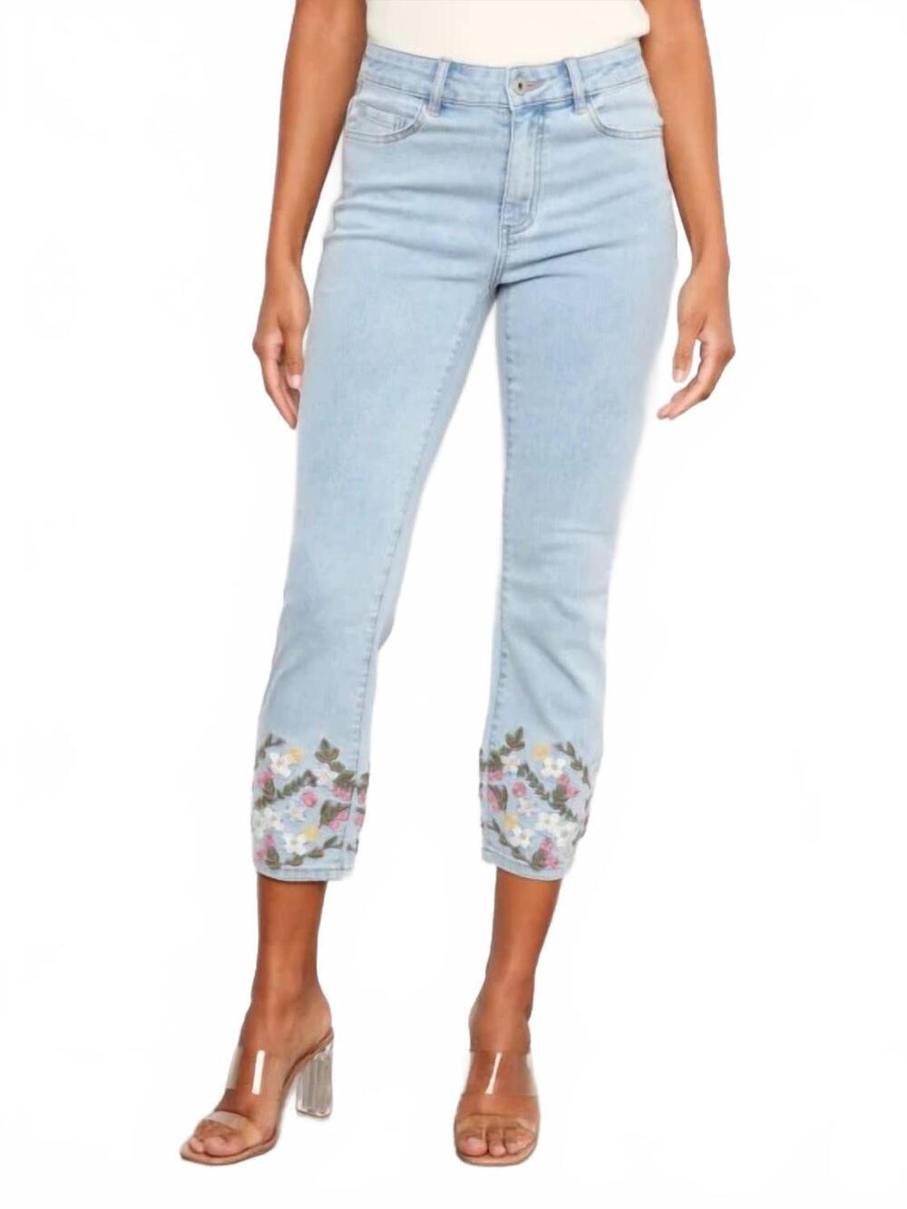 NEW CHARLIE B cropped slim stretch pants in light blue